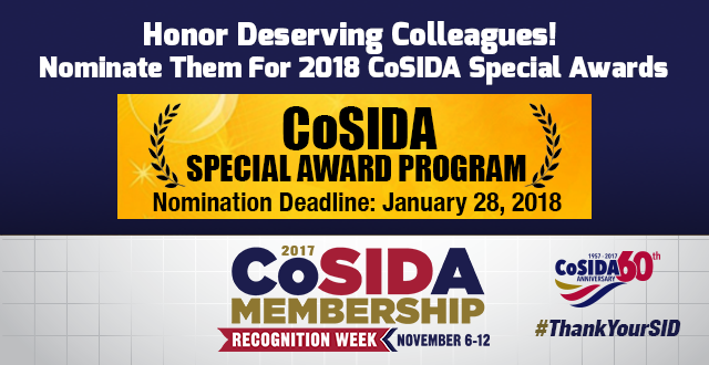 Honor Deserving Colleagues! Nominate Them For 2018 CoSIDA Special Awards